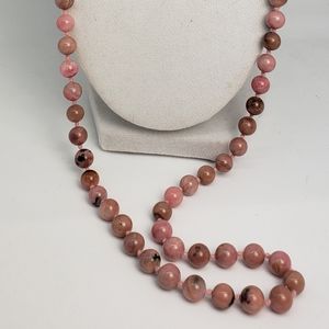 Vintage Hand Knotted 32" Rhodochrosite Necklace